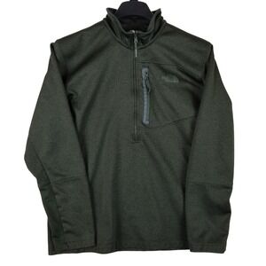 The North Face Mens XL Quarter Zip Fleece Pullover Jacket Forest Green Heather